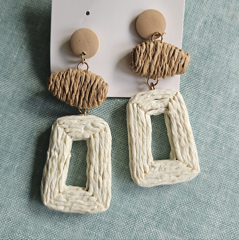 New Natural Woven Dangle Earrings